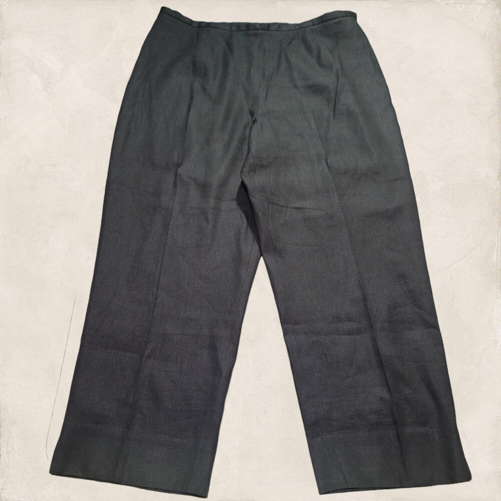 Valerie Stevens Collection Black Grey Linen Blend Trouser Pants Size 14